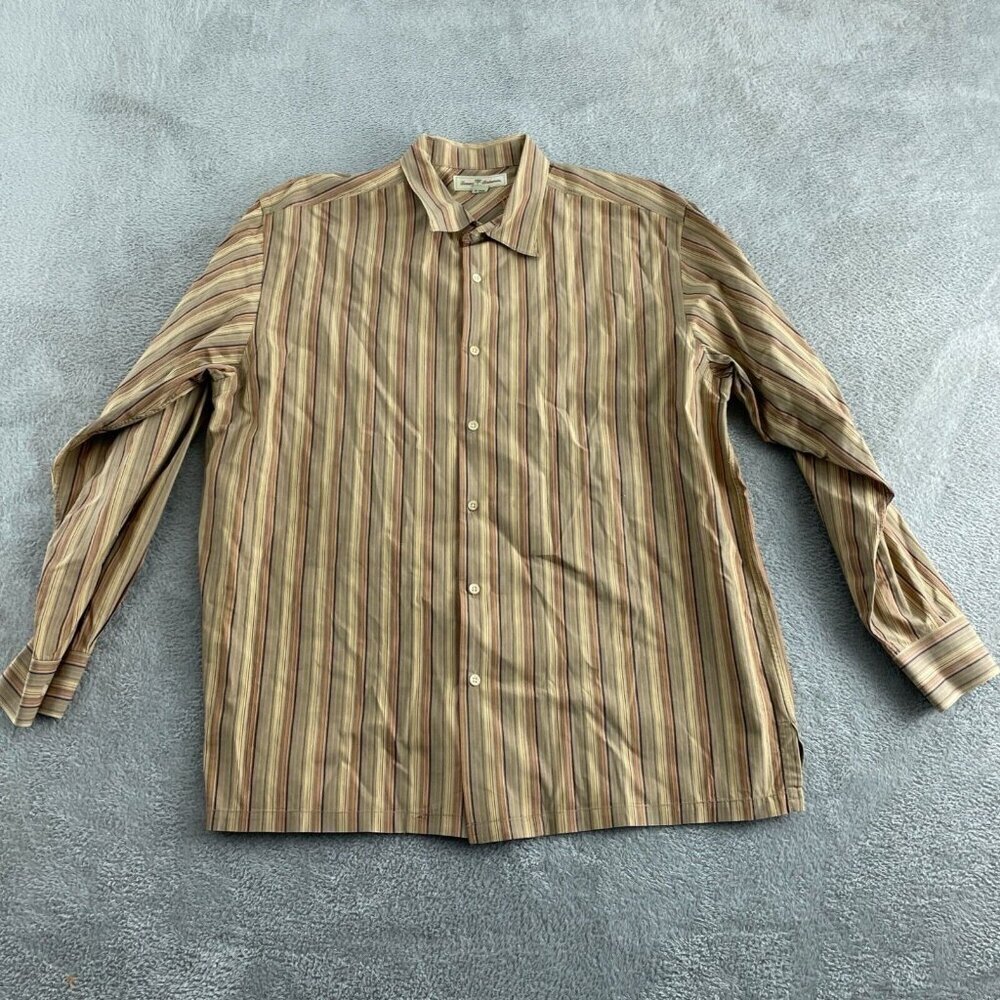 Tommy Bahama Mens XL Striped Long Sleeve Button-Up Shirt 100% Cotton 5731